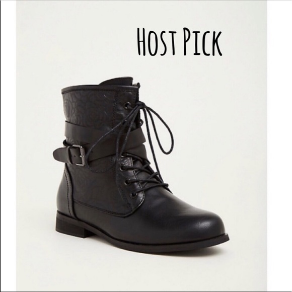 torrid Shoes - NEW Torrid rose embossed combat boots 9.5 wide